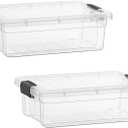 Superio Clear Storage Bins with Lids, Stackable Storage Box with Latches and Handles, Extra Small, 2 Pack 2 Quart
