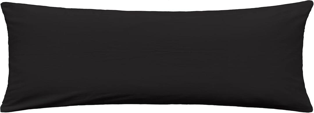 iMaylex Soft 100% Egyptian Cotton Zipper Pillow Case, Cozy and Lightweight Pillowcase, Easy Care, Black, Body, 20'' x 48''