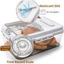 DEAYOU Bread Box for Kitchen Counter, Airtight Bread Storage Container for Homemade Bread, Time Recording Bread Keeper with Lid, Clear Bread Holder for Sourdough, Loaf, Toast, Bagel, Donut, Cookies