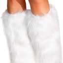 RSLOVE Women's Fuzzy Leg Warmers Winter Fur Fluffy Leg Warmers Soft Boot Cuffs Covers Halloween Santa Costume (White), Size: One Size