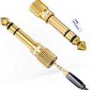 VCE 6.35mm (1/4 inch) Male to 3.5mm (1/8 inch) Female Stereo Audio Jack Adapter for Aux Cable, Guitar Amplifier, Headphone, 2 Pack