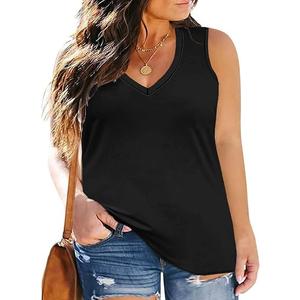 XLForHailey Women's Plus Size Tank Tops Sleeveless Shirt Sexy V Neck Summer Loose Baggy Floral Shirt Clothes, Black 3XL
