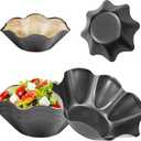 6Pcs Large-Nonstick Tortilla Shell Maker, 8.4-inch Taco Salad Bowl Pans Set with Silicone Gloves & Basting Brush, Carbon Steel Fluted Pan Baking Molds for Kitchen
