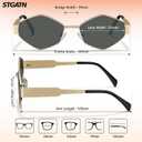 2 x STGATN 2 Packs Trendy Sunglasses for Women Retro Oval & Stylish Hexagon Gold Metal Sun Glasses UV Protection Vintage Shades