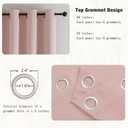 Simplebrand Blush Room Darkening Curtains for Bedroom 45 Inches Long 2 Panels Set, Sunlight Blocking Curtains for Small Windows, Grommet Energy Saving Thermal Insulated Short Drapes, 40Wx45L