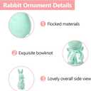 Easter Bunny Decorations, Flocked Bunnies Figurine with Soft Velvet Texture, 5.5" Resin Rabbit Ornaments, Spring Decor for Home Office Table Centerpiece Gift(Green&Pink)