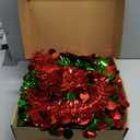 Easter Tree Decorations 5ft Red Pop Up Christmas Tree with 50 Colorful LED Light 1 Red Eggs Ornaments, Pre-lit Collapsible Tinsel Pine Christmas Tree for Indoor Easter Decor Party Home Outdoor Office