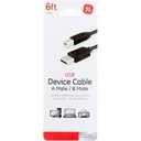 GE USB A Male and B Male Device Cable - Black 6ft