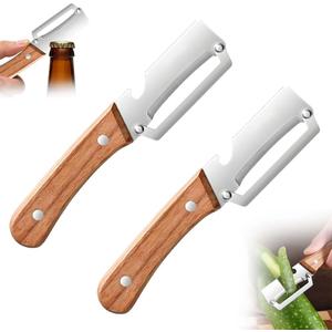 Kitchen multifunctional vegetable peeler 3 in 1, ultra-sharp stainless steel blade, suitable for peeling fruits and vegetables, with bottle opener, (2PCS)