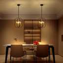 ACNKTZ Small Black and Gold Chandelier for Foyer, 4-Light Geometric Metal Entryway Light Fixture Hanging, Modern Farmhouse Pendant Lighting for Kitchen Island Breakfast Nook Bedroom Stairway Office