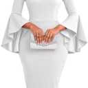 Church Dress for Women Elegant Vintage Ruffle Sleeve Business Work Cocktail Party Bodycon Midi Pencil Dresses Size L