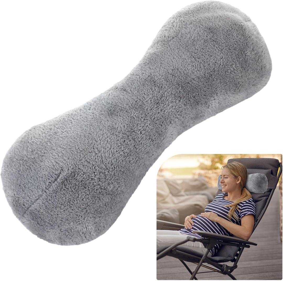 1 Pc Neck Pillow for Recliner Headrest Pillow Bone Shaped Chair Plush with Adjustable Strap Neck Support and Pain Relief Curve Head Cushion for Car Travel Airplane (Grey)