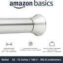 Amazon Basics Easy Install Shower Curtain Tension Rod, Adjustable Length, 42-73 inches, Nickel
