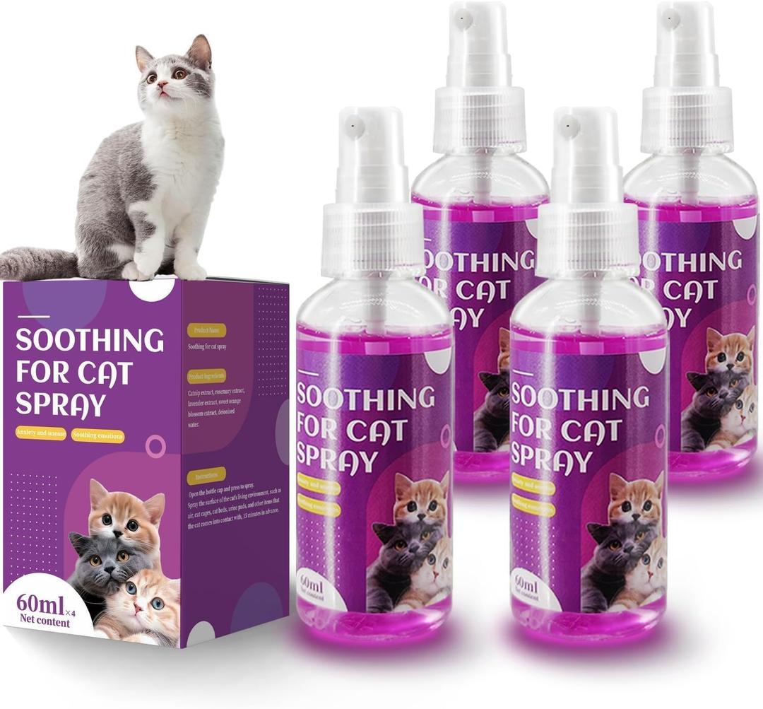 Cats Calming Pheromone Spray & Calming Solution for Cats, Anti Anxiety Pet Products - Feline Calm Pheromones, Cats Reduces Scratching Furniture Peeing Marking Calming Cat for Travel 240 ml