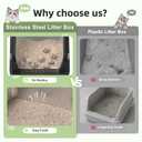FURTIME XL Stainless Steel Cat Litter Box with Scoop