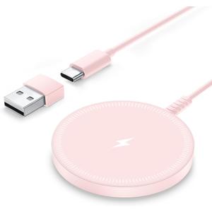 Magnetic Wireless Charger Fast Charge Strong Magnet Charging Pad for iPhone 17/16/15/14/13/12 - Series&AirPods Pro 4-2, Daul Ports, Case-Friendly, Ultra-Slim & Portable for Travel Nightstand Desk