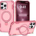 Compatible with iPhone 12 Pro Max & 13 Pro Max Case 6.7'' with Magnetic Ring Stand [Military Drop Protection][Compatible with MagSafe] Shockproof Phone Case for Men Wowen,Pink
