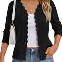LILLUSORY Womens Cardigan Sweaters Long Sleeve Casual Lightweight Button Down V-Neck Fall Clothes 2026 (Large, Black)