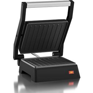 Elite Gourmet EPN160 5.5 x 5.3" Multifunctional, Compact Electric Panini Press, Contact Grill, 180 Flat Grill, Lightweight, Floating Top-plate, Cool-touch Handle Non-Stick Surface, Black
