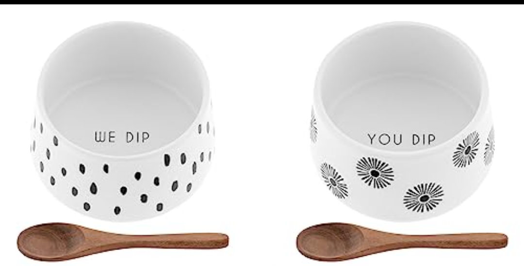 Karma Milo Dip Bowl, Set of 2, White/Black