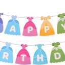 Princess Dress Happy Birthday Banner, Pre-Strung Princess Theme Birthday Party Decorations Colorful Hanging Bunting for Girl's 1st Party Supplies Photo Props Backdrop