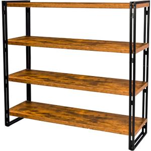 47" 4-Tier Bookshelf Rustic Wood and Metal Industrial Bookshelf for Home Office, Bedroom, Kitchen, Bathroom (Rustic Brown, 4-Tier)