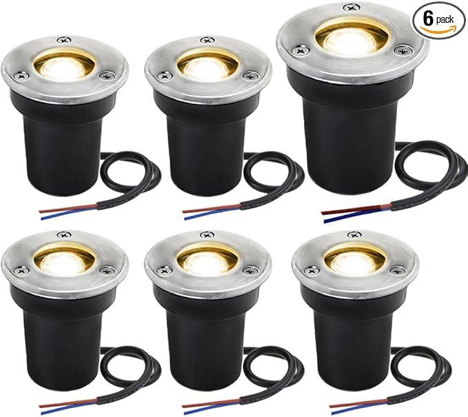 SUNRIVER Low Voltage Landscape Lights,1W Outdoor In-Ground Lights 12V-24V LED Landscape Lighting for Paver, Deck, Step, Garden, IP67 Waterproof (6 Pack Warm White)
