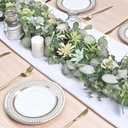 Dolicer 2 Packs 6FT Artificial Eucalyptus Garland, Faux Greenery Garland Hanging Fake Silver Dollar Eucalyptus Leaves Vines for Wedding Backdrop Arch Table Wall Party Home Decor
