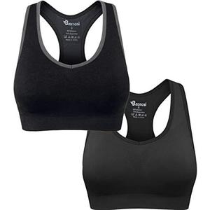 BAOMOSI Women's Seamless Racerback Sports Bra High Impact Support Yoga Gym Workout Fitness, Size: L