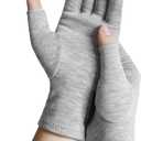 Rayon Derived from Bamboo Compression Gloves  Fingerless Arthritis & Carpal Tunnel Support, Lightweight Moisture-Wicking, Gentle Relief for Men & Women, Size S (Grey)