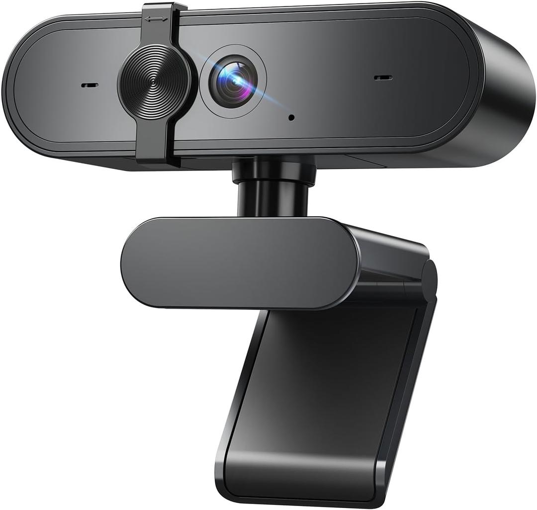 1080P Webcam Computer Camera with Microphone & Wide View - Auto Light Correction Webcam for PC, Mac, Laptop, Desktop - Built-in Privacy Cover Plug & Play USB for Zoom/Skype/Streaming, Black
