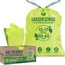 Biodegradable 13-17 Gallon Code-Q Trash Bags (50 Pack) | Strong Heavy-Duty Tall Green Kitchen Bags w/Drawstring | Fits Simplehuman & Standard Cans | Eco-Friendly D2W, 30 Micron Thick | 25.6" x 33.5"