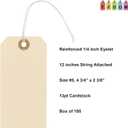 Premium Hang Tags with String - Box of 100 Tags #5-4.75 x 2.375" - String Tags for Labeling with Reinforced Eyelet and String Attached