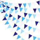 10M/32Ft Royal Blue Party Decorations Triangle Flag Pennant Bunting Fabric Garland for Wedding Birthday Ahoy Achor Nautical Pirate Bridal Baby Shower Under The Sea Party Festivals Decoration