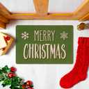 Merry-Christmas-Welcome-Doormat Winter-Outdoor-Entrance Faux-Coir Entryway-Rug Non-Slip Dirt-Trapping Indoor-Outside Porch 17x29 Inch (Green)