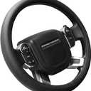 SEG Direct Car Steering Wheel Cover for F-150 Tundra Range Rover Large Size 15.5-16 inch (39.5-41cm) Black Breathable Microfiber Leather