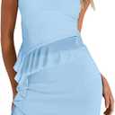 CSDAJIO Women's Asymmetrical Ruffle Hem Strapless Tube Top and Skirt Matching Set Summer 2 Pieces Outfits S