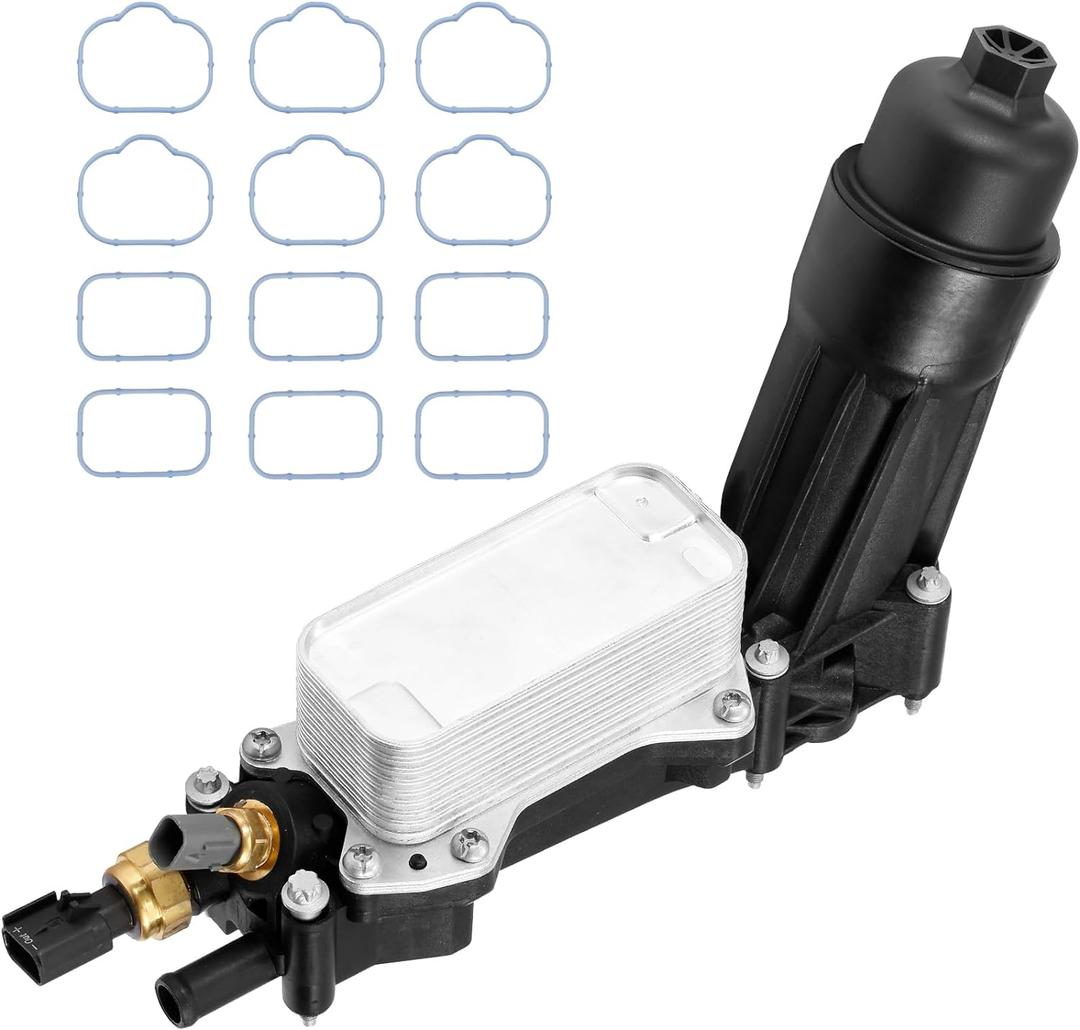 Oil Cooler Oil Filter Housing with Gaskets | Compatible With 3.6L 2011-2016 Dodge Journey Grand Caravan Jeep Wrangler Chrysler 200 300 Ram ProMaster & More | Replaces# 5184294AE, 68105583AF