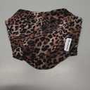 Women's Vintage Strapless Open Back Boned Mesh Bustier Zip Back Corset Bodyshaper Crop Top (6-8, Leopard) L