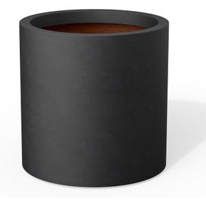 Kante 12.6" Cylinder Concrete Planter, Round Plant Pot with Drainage Hole for Indoor Outdoor Use, Suitable for Flower, Trees, Succulents, Black Finish with Painted Interior