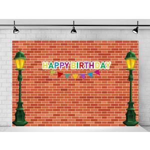 8x6ft Red Brick Wall Street Backdrop Cartoon Photography Backdrops Happy Birthday Party Background Party Decors Decorations Baby Shower Table Banner Background