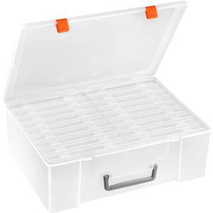 Photo Storage Box, Extra Large Photo Case with 18 Inner Photo Keeper, 4" x 6" Clear Photo Boxes Storage with Lid, Pictures Craft Storage Box, Plastic Organizer Box for Photos Stickers Stamps Seeds