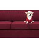 H.VERSAILTEX 4 Piece Stretch Sofa Covers for 3 Cushion Couch Covers for Living Room Furniture Slipcovers (Base Cover Plus 3 Seat Cushion Covers) Upgraded Thicker Jacquard Fabric (Sofa, Burgundy) (Large)