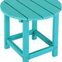 LZRS Round Adirondack Patio Side Table End Table, Outdoor Side Tables for Patio, Backyard,Pool, Indoor Companion, Easy Maintenance & Weather Resistant(Turquoise)