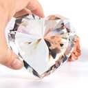 Clear Crystal Diamonds Paper Weights with Gift Box, 80mm Heart Shape Real Crystal Diamond Glass Gems Paperweight, Big Diamonds Birthday Anniversary Women Her Valentine's Day Gift