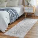 jinchan Lima Runner Rug 2x5 - Vintage Hallway Machine Washable Rug Floral Non Slip with Rubber Backing Ultra-Thin Carpet Runner for Kitchen Bedroom Laundry Room Farmhouse Entryway (2x5ft, Grey)