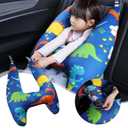 Generic Car Seat Belt Pillow and Adjuster Kit for Kids, Travel Pillow Headrest Neck Support Cushion Seatbelt Cover and Safety Strap Protection Pad for Body Protector Rest (Dinosaur)