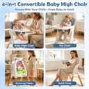 Foldable Baby High Chair, 4-in-1 Convertible Wooden Baby Highchairs (Grey)
