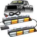 Nilight 32LED Amber White Emergency Dash Strobe Lights with Controller Suction Cups Warning Hazard Interior Front/Rear Windshield Deck Split Light Bar for Truck Construction Vehicle