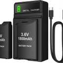 PSP Battery and Charger, 2Pcs 1800mAh 3.6v Lithium Polymer Replacement Rechargeable Batteries with LED Charging Station for PSP 1000 1001, PSP-110, PSP Fat Console